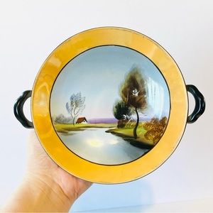 Vintage 1920s Noritake China Hand Painted Pedestal Handled Bowl